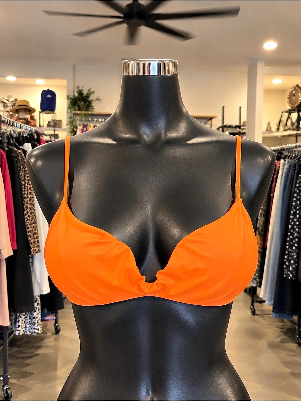 Orange Faux Leather Bra/Bikini Top